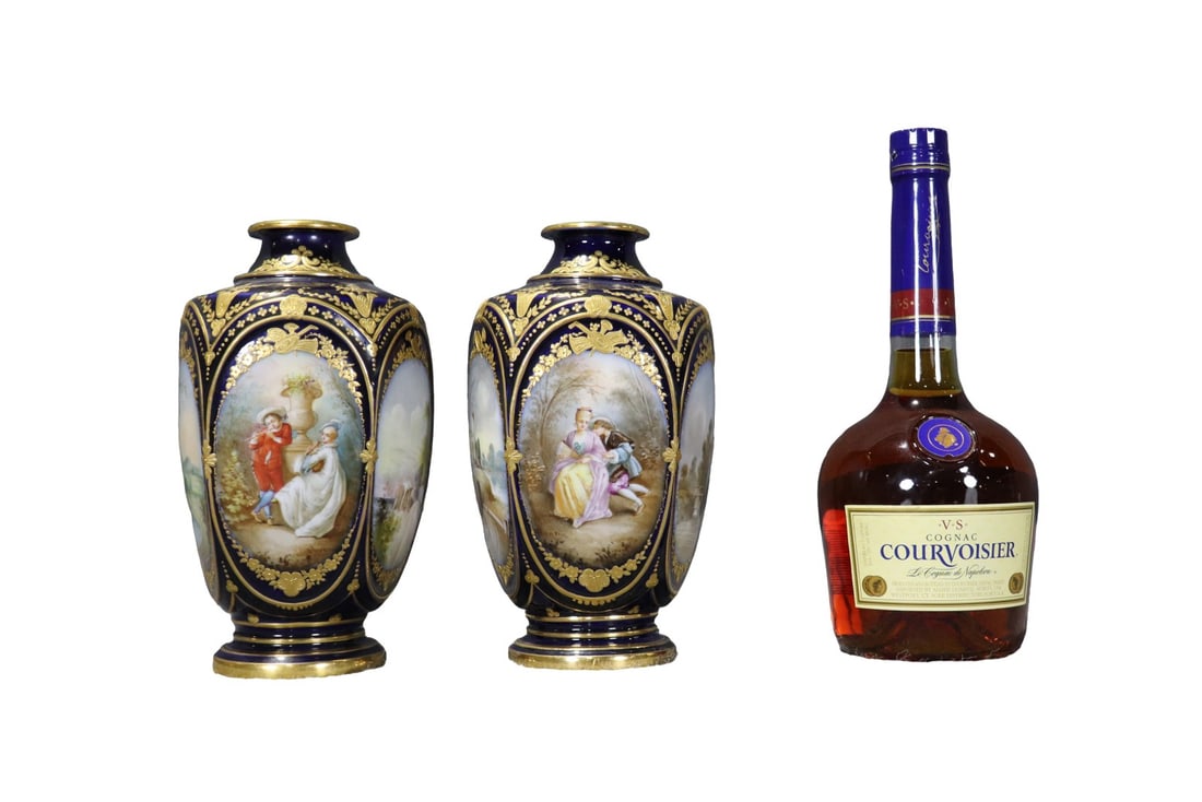 PAIR SEVRES STYLE PORCELAIN VASES (1 of 10)
