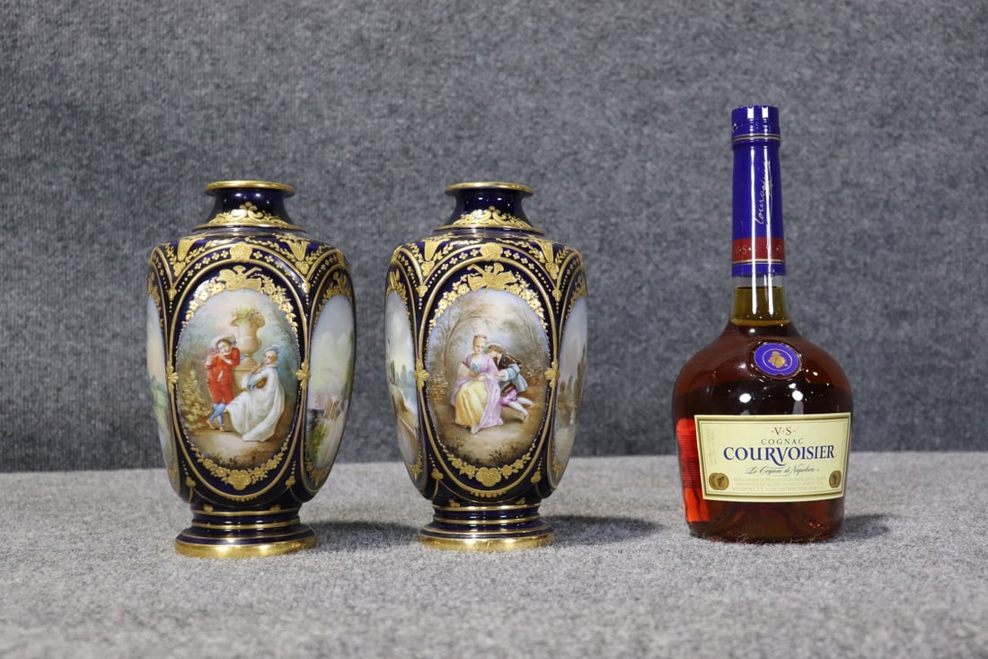 PAIR SEVRES STYLE PORCELAIN VASES - 2