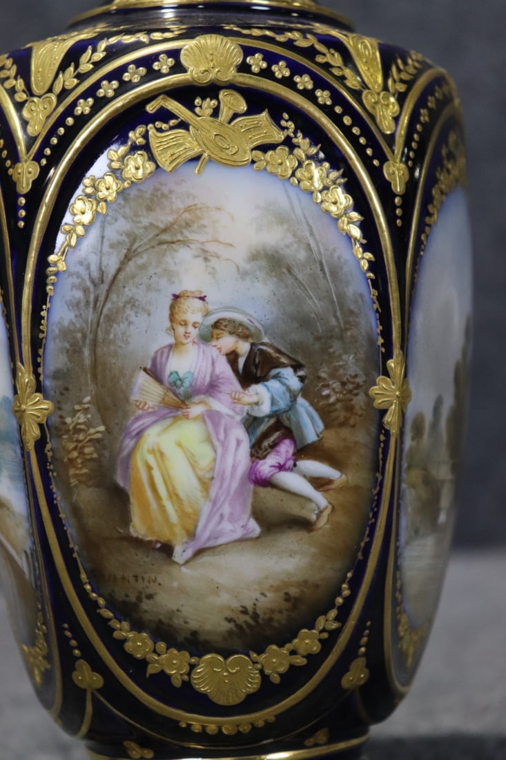 PAIR SEVRES STYLE PORCELAIN VASES - 3