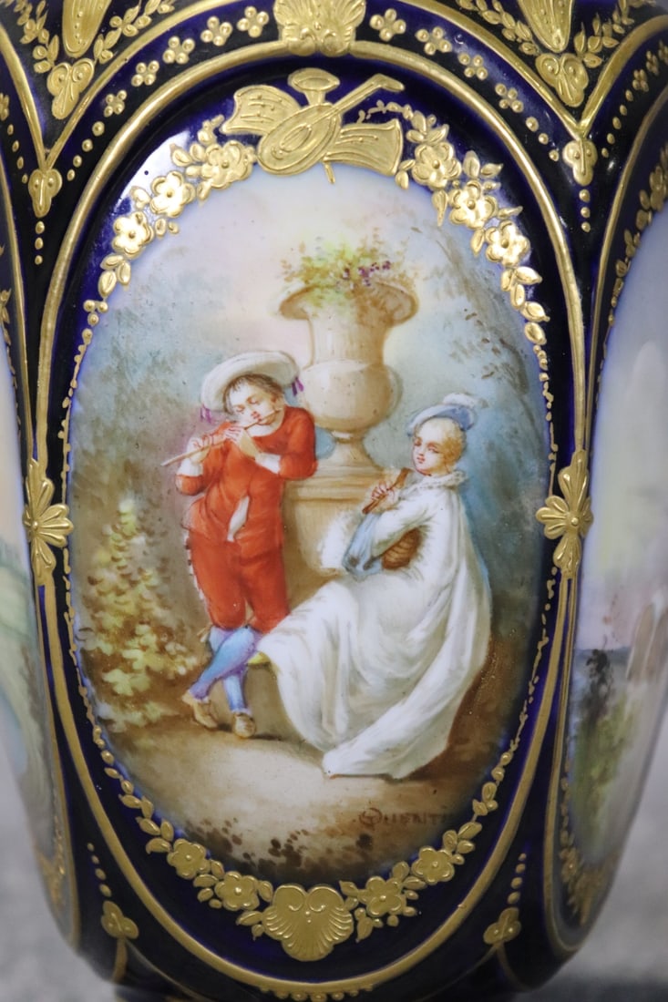 PAIR SEVRES STYLE PORCELAIN VASES - 4