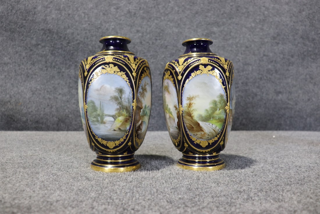 PAIR SEVRES STYLE PORCELAIN VASES - 6