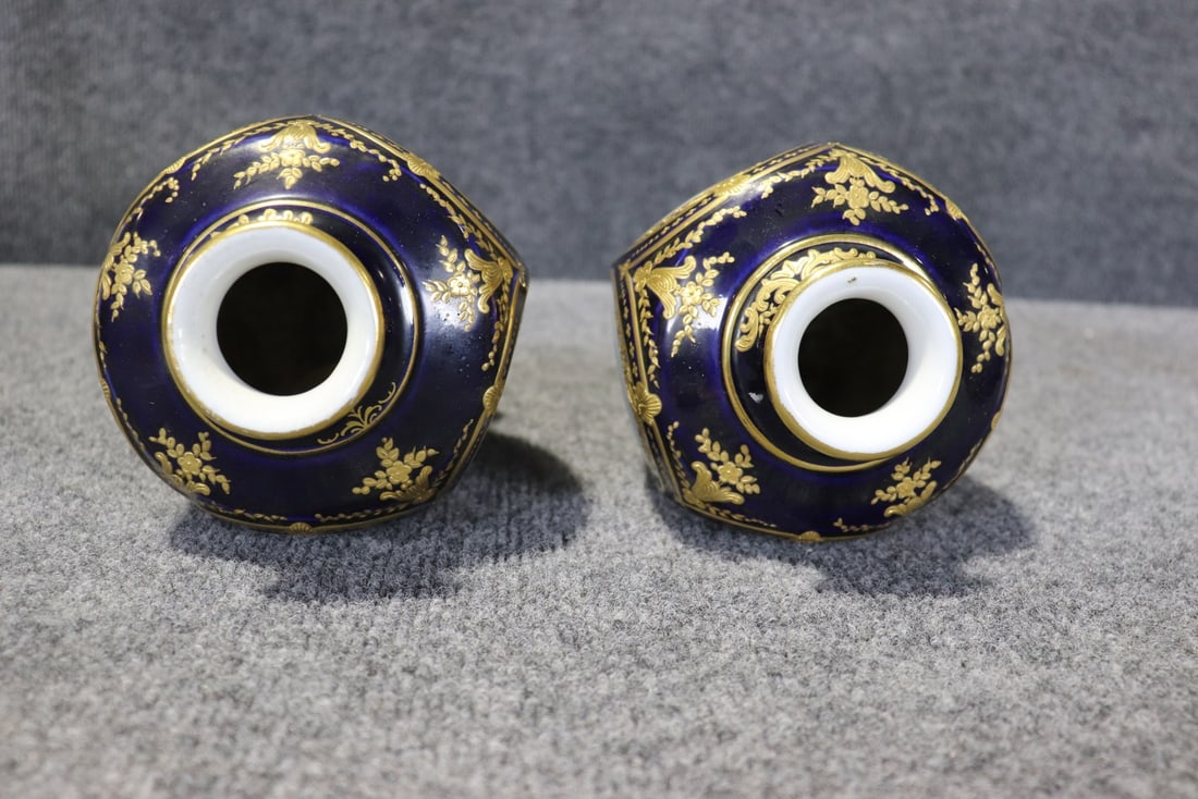 PAIR SEVRES STYLE PORCELAIN VASES - 8