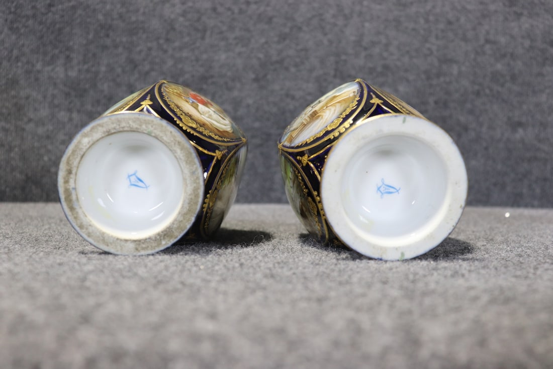 PAIR SEVRES STYLE PORCELAIN VASES - 9