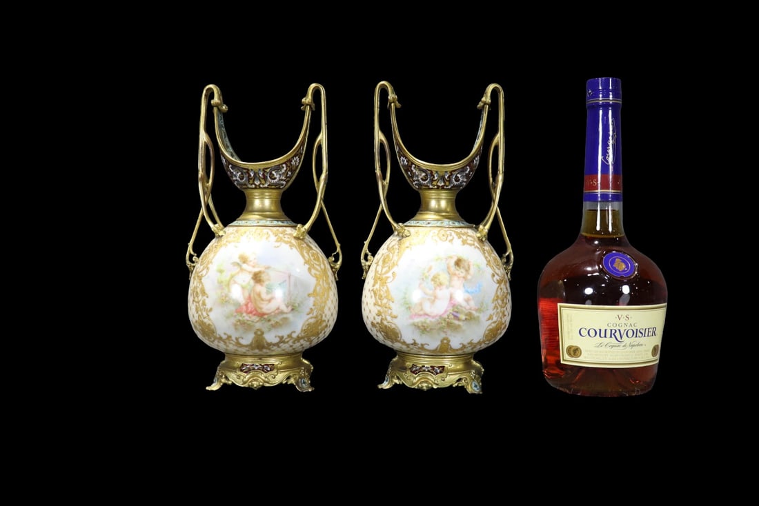PAIR SEVRES STYLE PORCELAIN VASES (1 of 11)