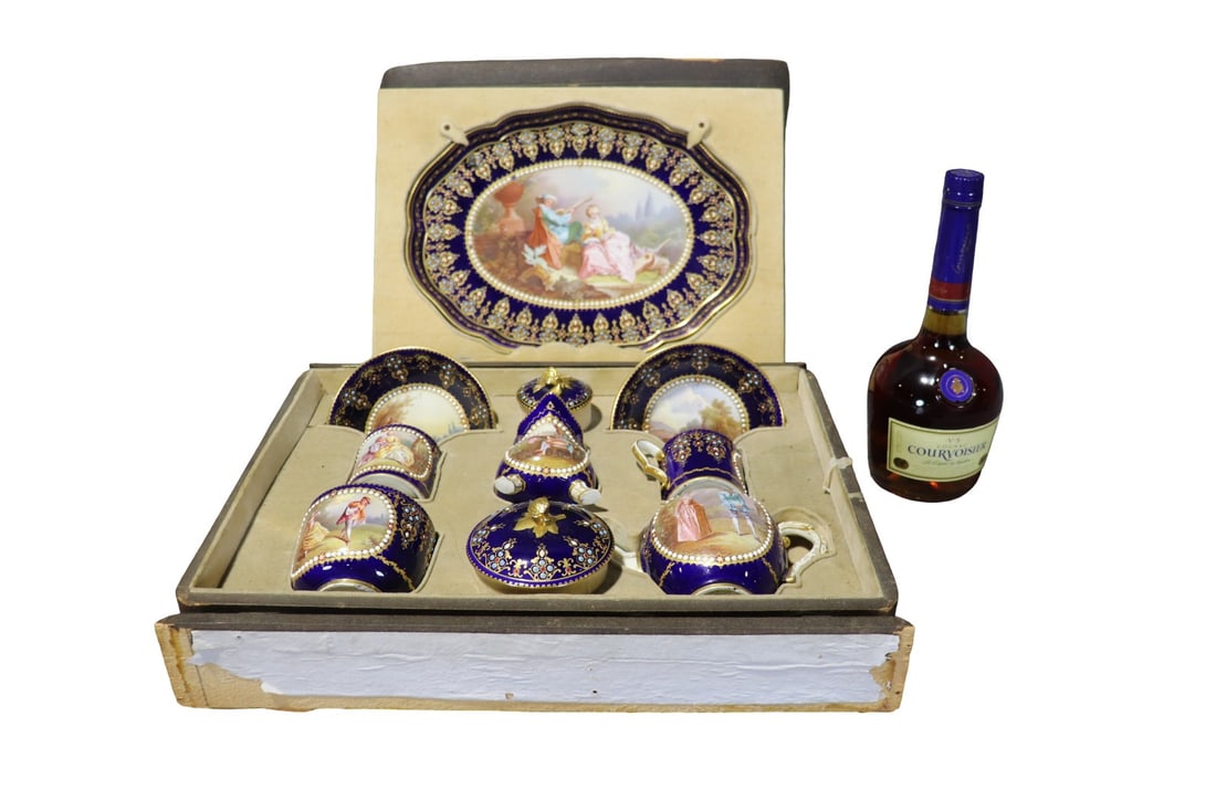 11 PIECE FRENCH SEVRES STYLE PORCELAIN TEASET (1 of 19)