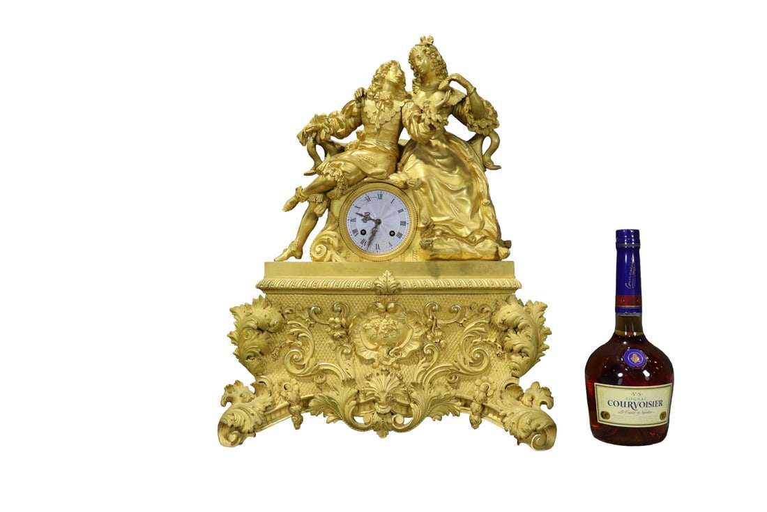 19TH C FRENCH GILT BRONZE FIGURAL MANTEL CLOCK (1 of 15)