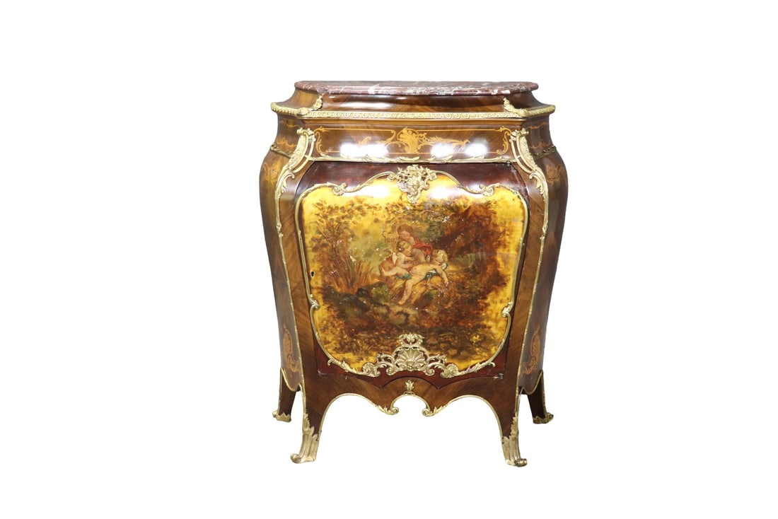 19TH C FRENCH LOUIS XV STYLE MARBLE TOP BRONZE MOUNTED CABINET (1 of 15)