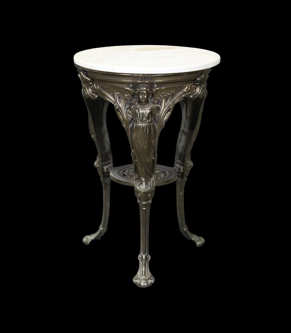 19TH C VICTORIAN MARBLE TOP CAST IRON TABLE (1 of 11)