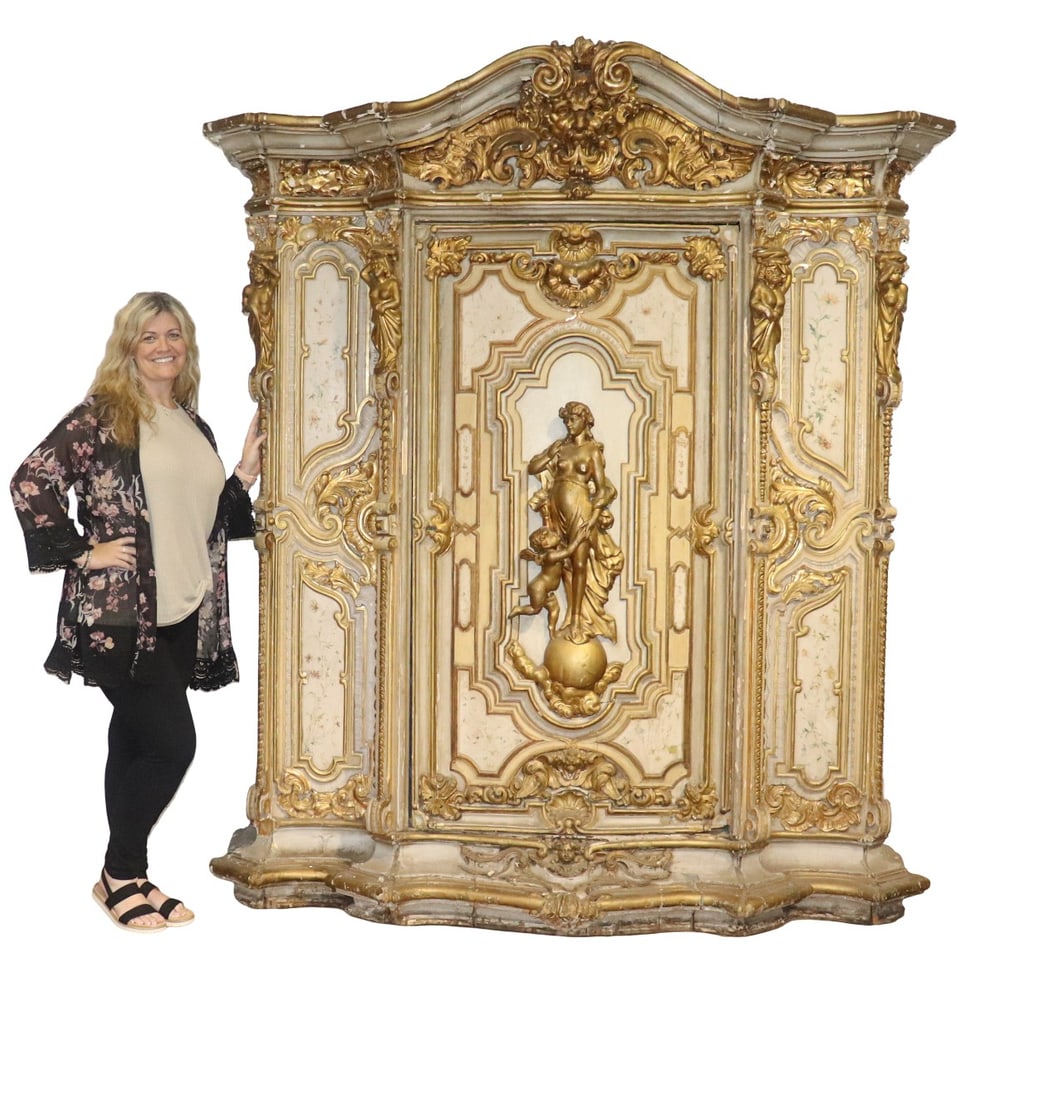 ITALIAN HEAVILY PAINTED GILDED ARMOIRE (1 of 15)