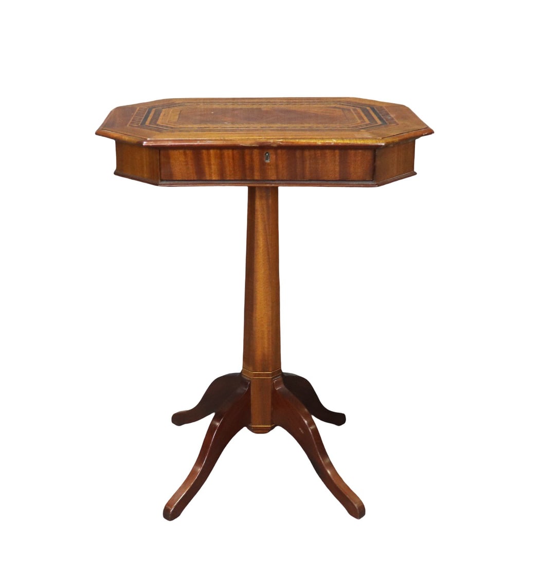 ENGLISH INLAID PEDESTAL TABLE (1 of 8)