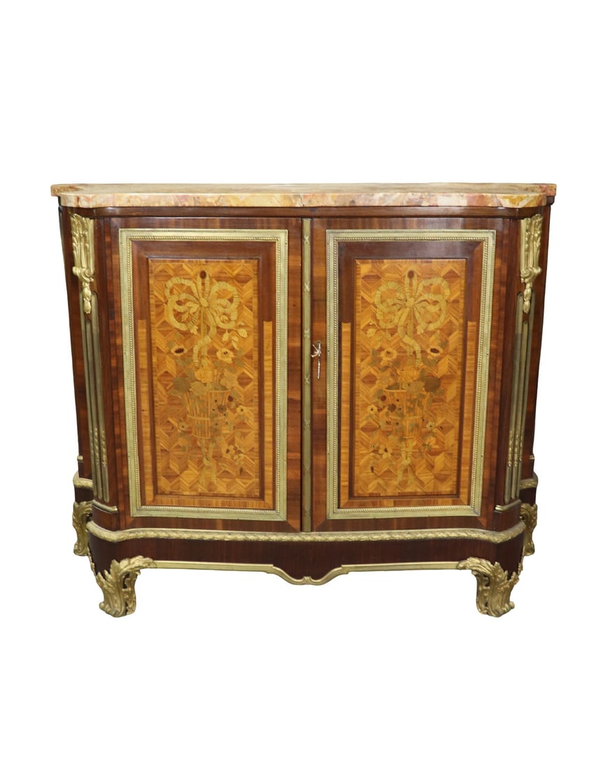 LOUIS PHILIPPE STYLE BRONZE MOUNTED MARBLE TOP CABINET (1 of 13)