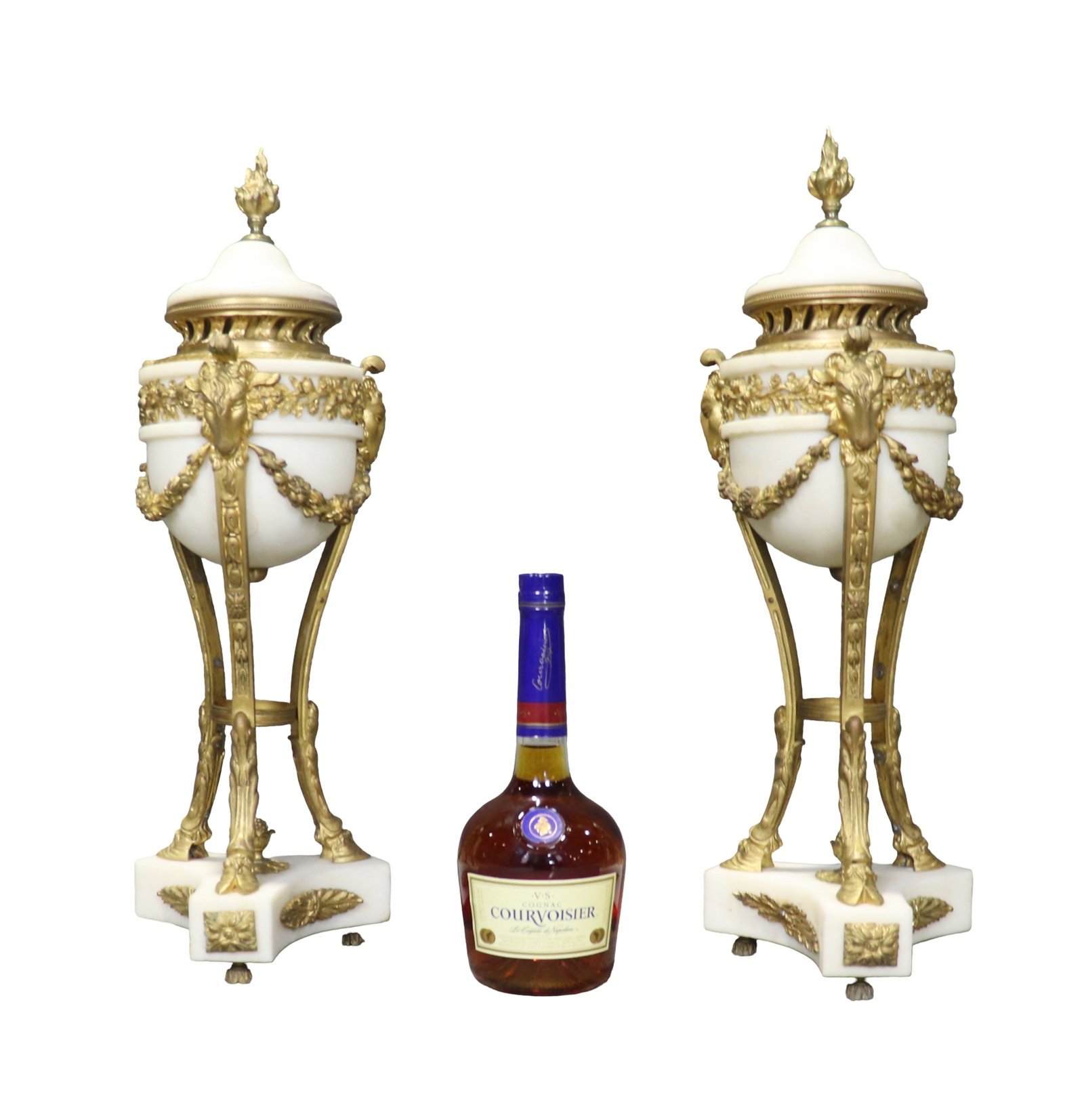 PAIR BRONZE & WHITE MARBLE CASSOLETTES (1 of 11)