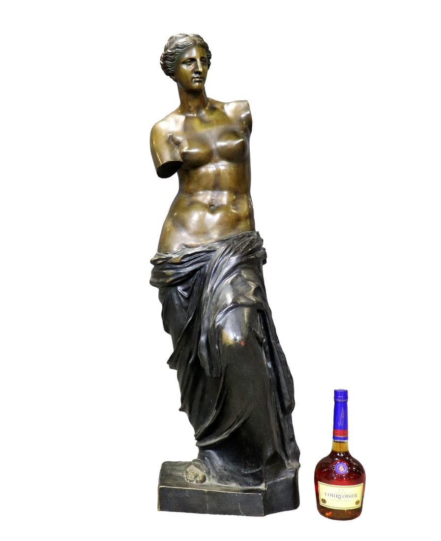 BRONZE SEMI NUDE WOMAN: Bronze. 41" h x 13" w x 11" d.