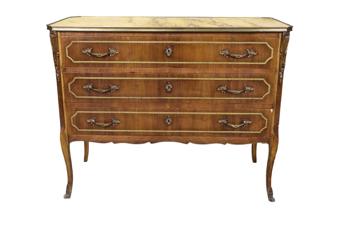 LOUIS XV STYLE MARBLE TOP COMMODE (1 of 10)