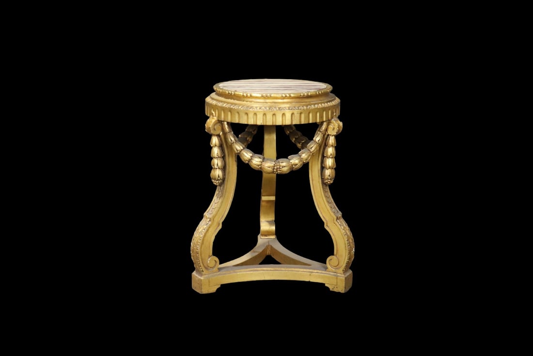 LOUIS XVI STYLE MARBLE TOP GOLD LEAF PEDESTAL (1 of 10)