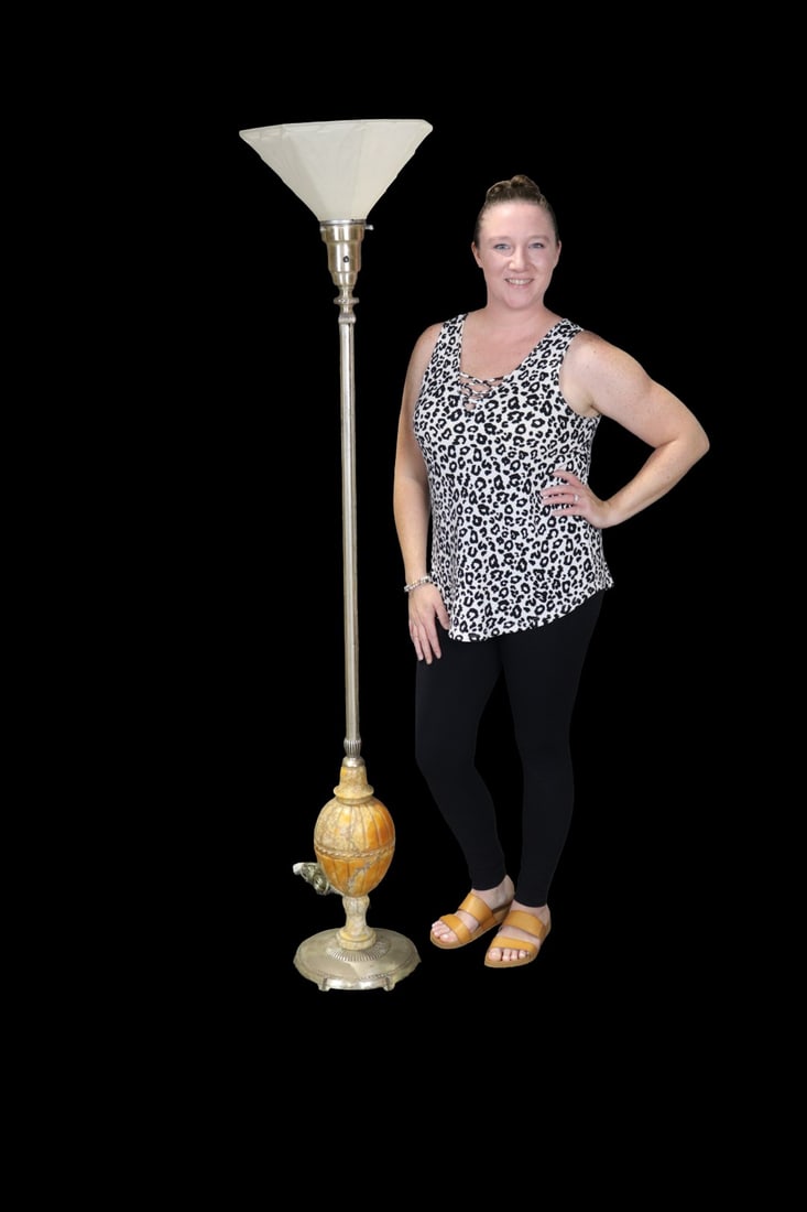 ONYX & SILVER FINISH FLOOR LAMP WITH SHADE (1 of 10)
