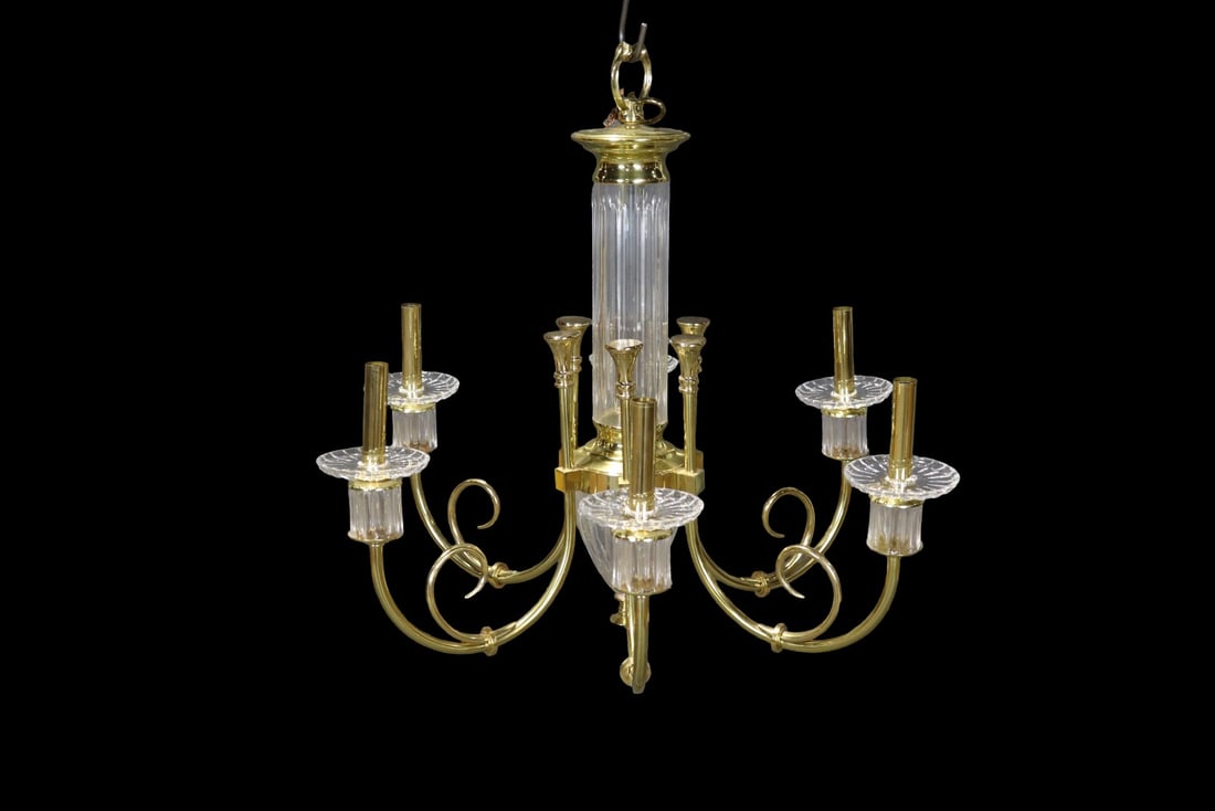 MODERN BRASS 6 ARM CHANDELIER (1 of 6)