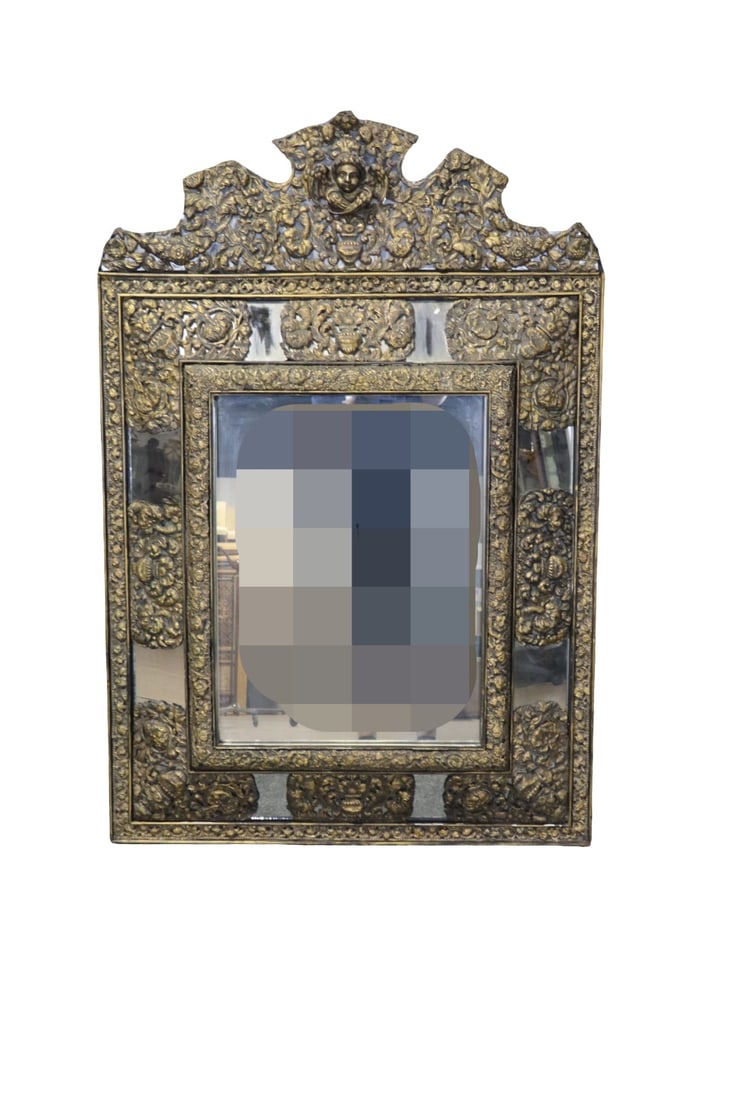 ENGLISH BRASS FIGURAL MIRROR (1 of 8)