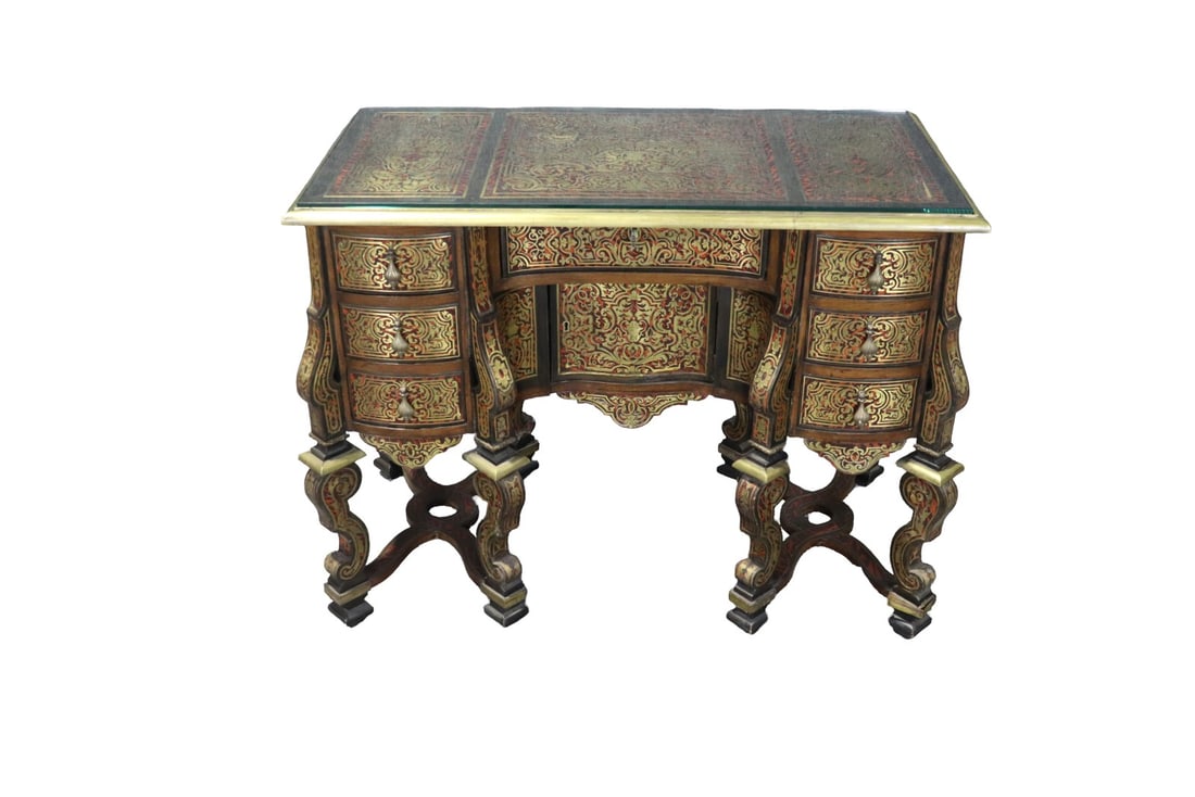 ANDRE BOULLE STYLE ANTIQUE INLAID DESK (1 of 15)