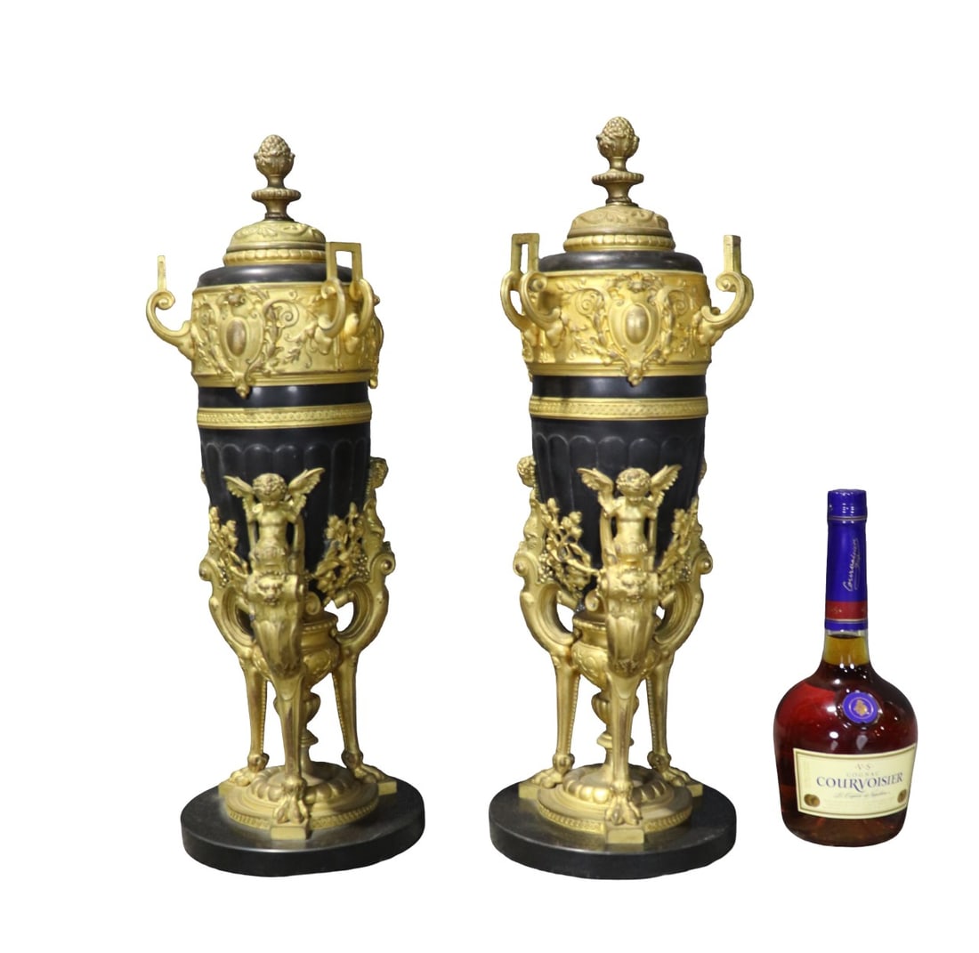 PAIR BRONZE & MARBLE CASSOLETTES (1 of 12)
