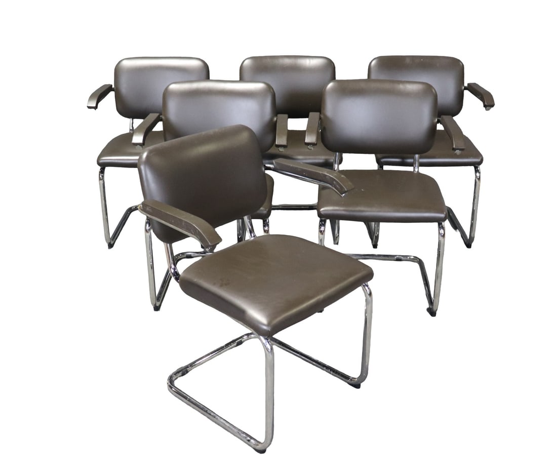 6 CHROME & LEATHER DINING CHAIRS (1 of 11)