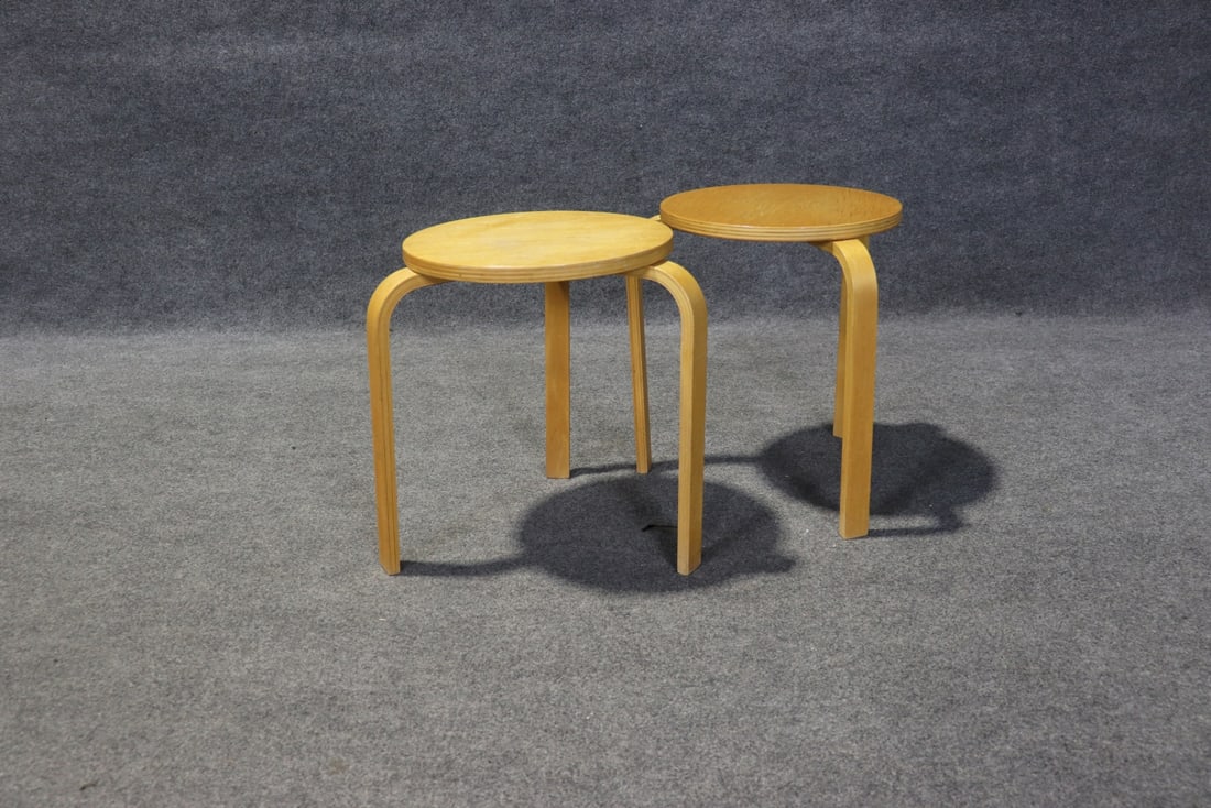 PAIR ALVAR AALTO ATTRIBUTED STOOLS (1 of 4)
