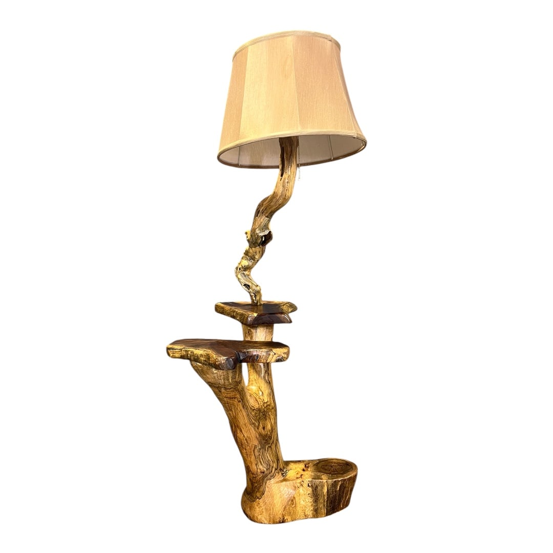 DRIFTWOOD FLOOR LAMP: Driftwood. 59" h x 33 1/2" w x 31 3/4" d.