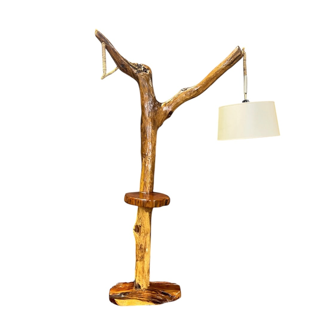 RUSTIC HANDCRAFTED WOODEN FLOOR LAMP (1 of 10)