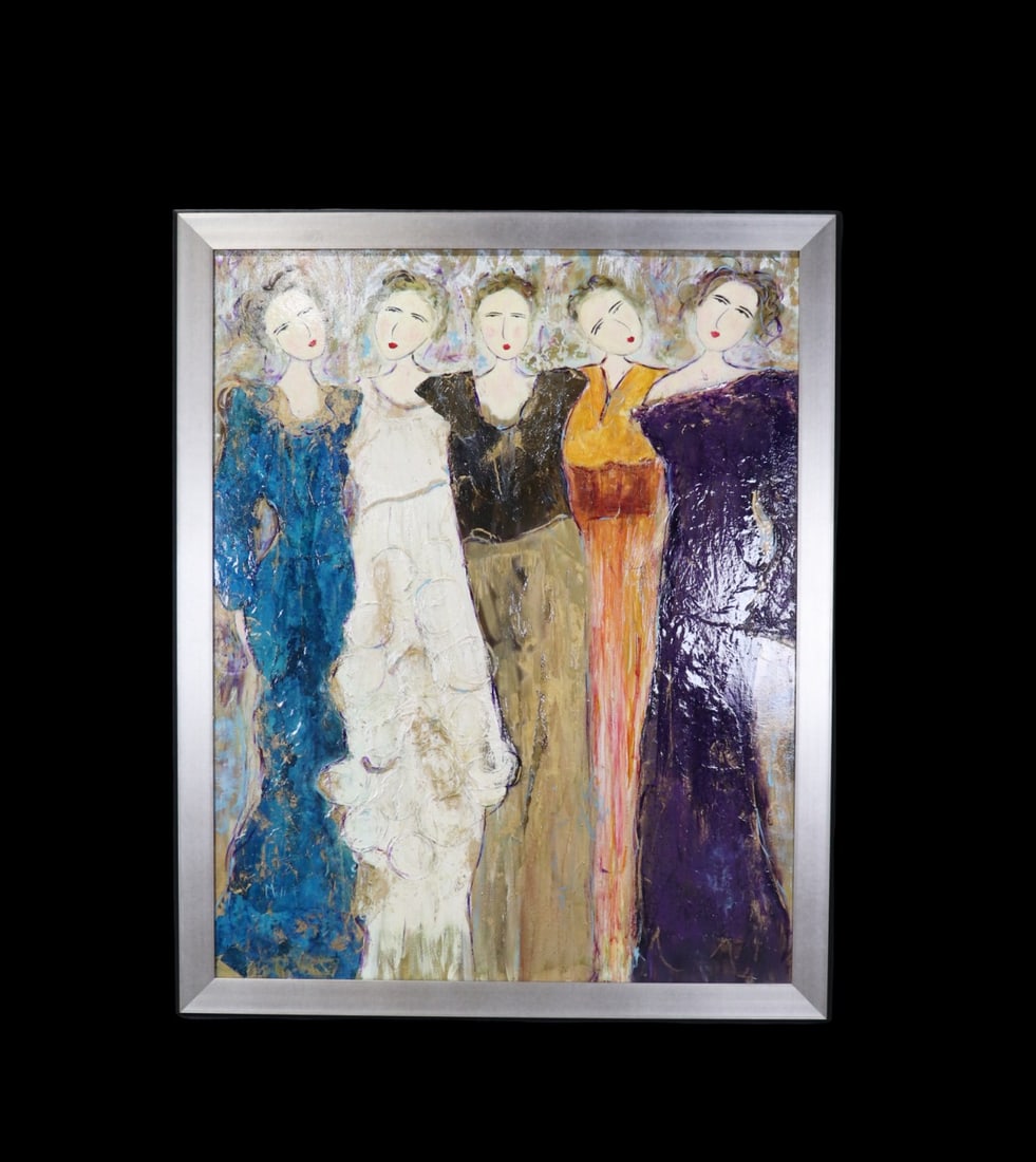 SIGNED HOLLY MARKHOFF ELEGANT PROMENADE PAINTING ON CANVAS