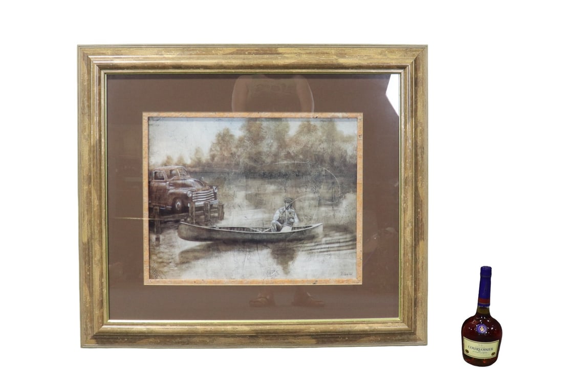 SIGNED RICHARD HALL PAINTING MAN FISHING