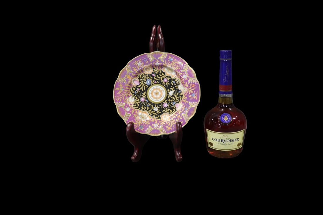 IMPERIAL RUSSIAN NICHOLAS 1ST PURPLE GLAZE & FLORAL PLATE