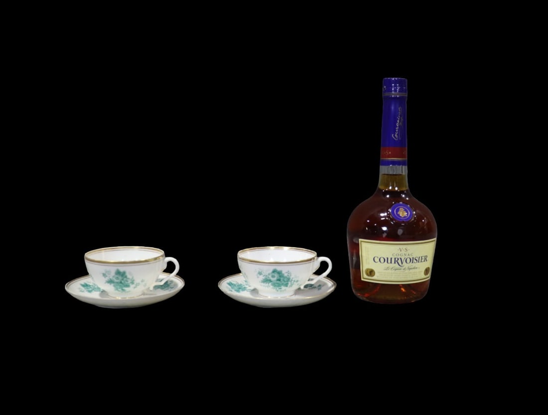 2 RUSSIAN ALEXANDER II GREEN & WHITE CUPS & SAUCERS (1 of 8)