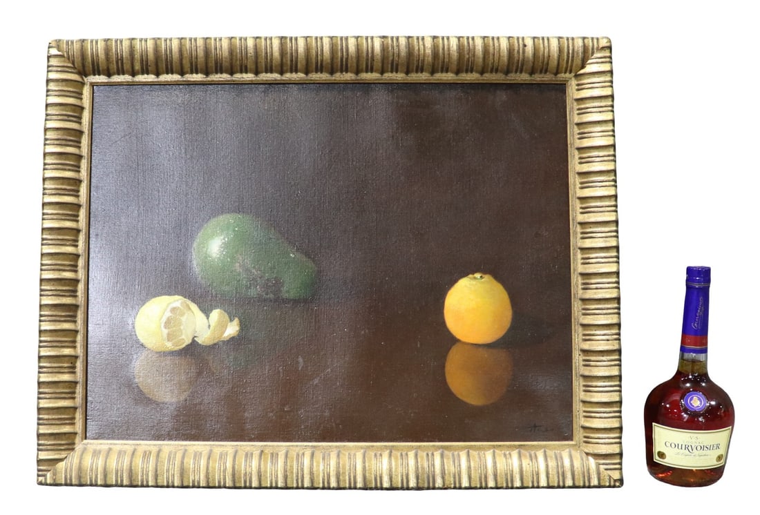 ALBO SIGNED STILL LIFE OIL PAINTING ON CANVAS: Albo signed lower right. Albo signed on verso. Oil on canvas. Framed measures 22" h x 28" w x 1 3/4" d. Painting measures 18" h x 24" w.