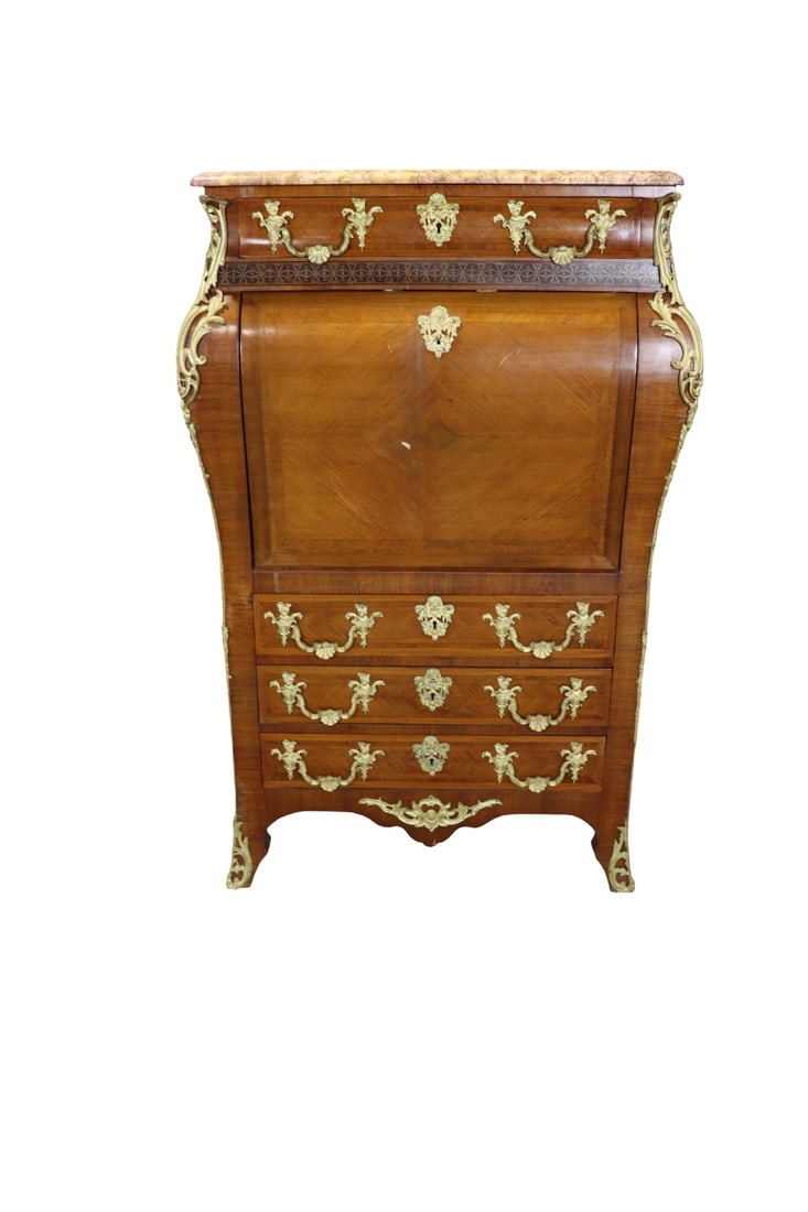 LOUIS PHILLIE STYLE BRONZE MOUNTED MARBLE TOP SLANT FRONT DESK (1 of 19)