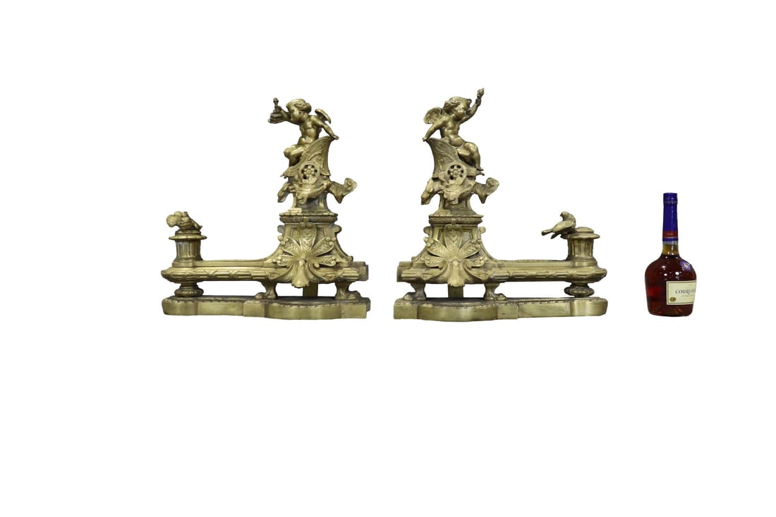 PAIR BRONZE FIGURAL ANDIRONS (1 of 10)