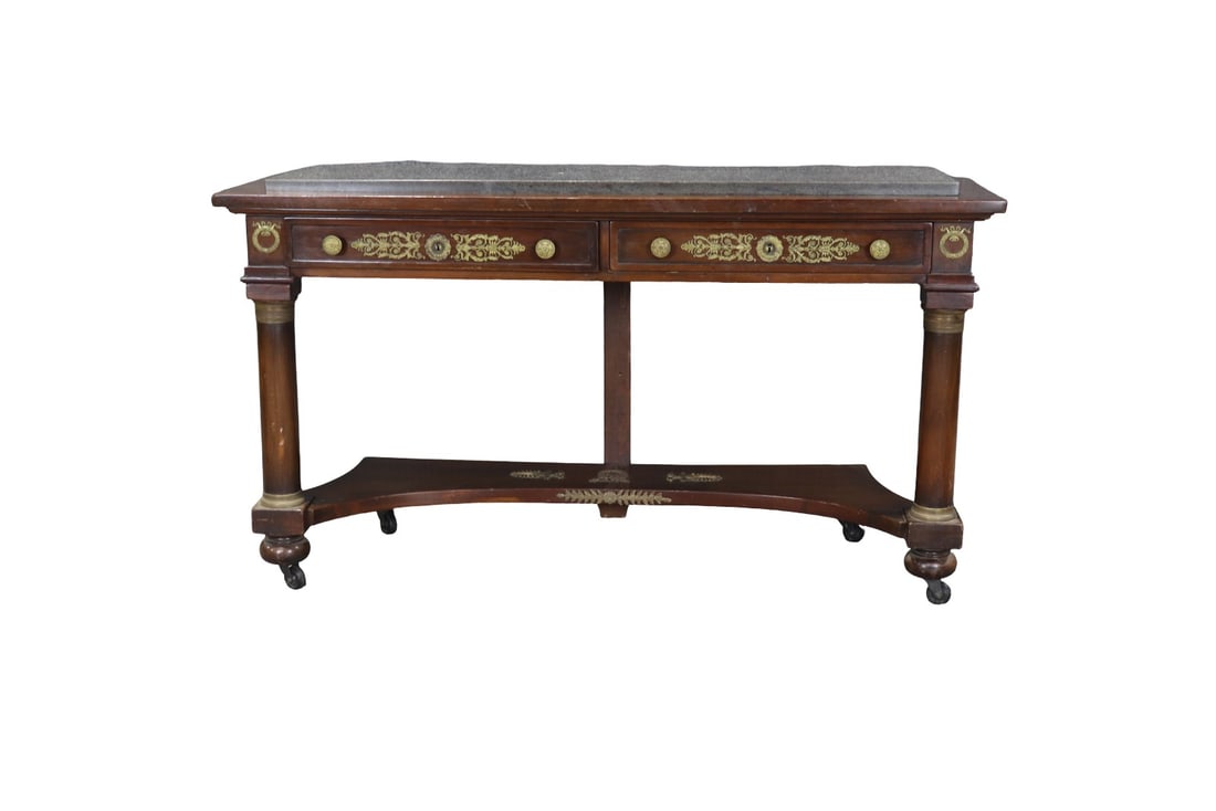 BRONZE MOUNTED EMPIRE MARBLE TOP CONSOLE (1 of 15)
