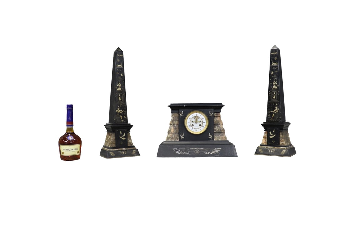 3 PIECE BLACK MARBLE CLOCK SET (1 of 17)
