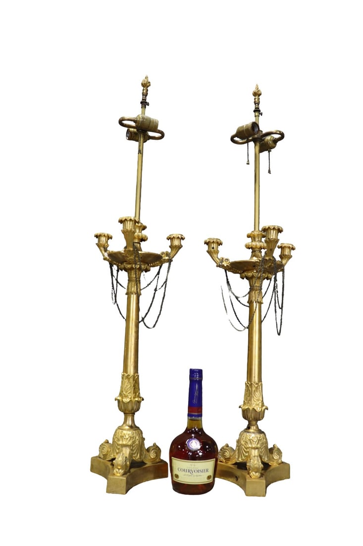 PAIR BRONZE CANDELABRA LAMPS (1 of 10)