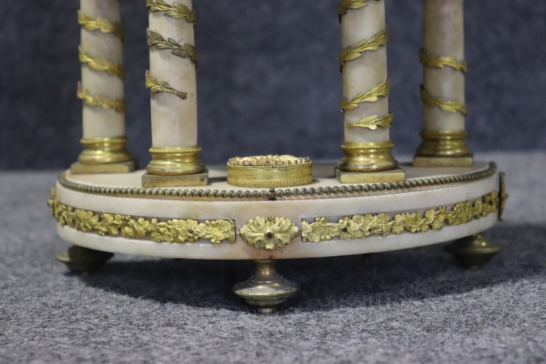 BRONZE & MARBLE COLUMN CLOCK - 3