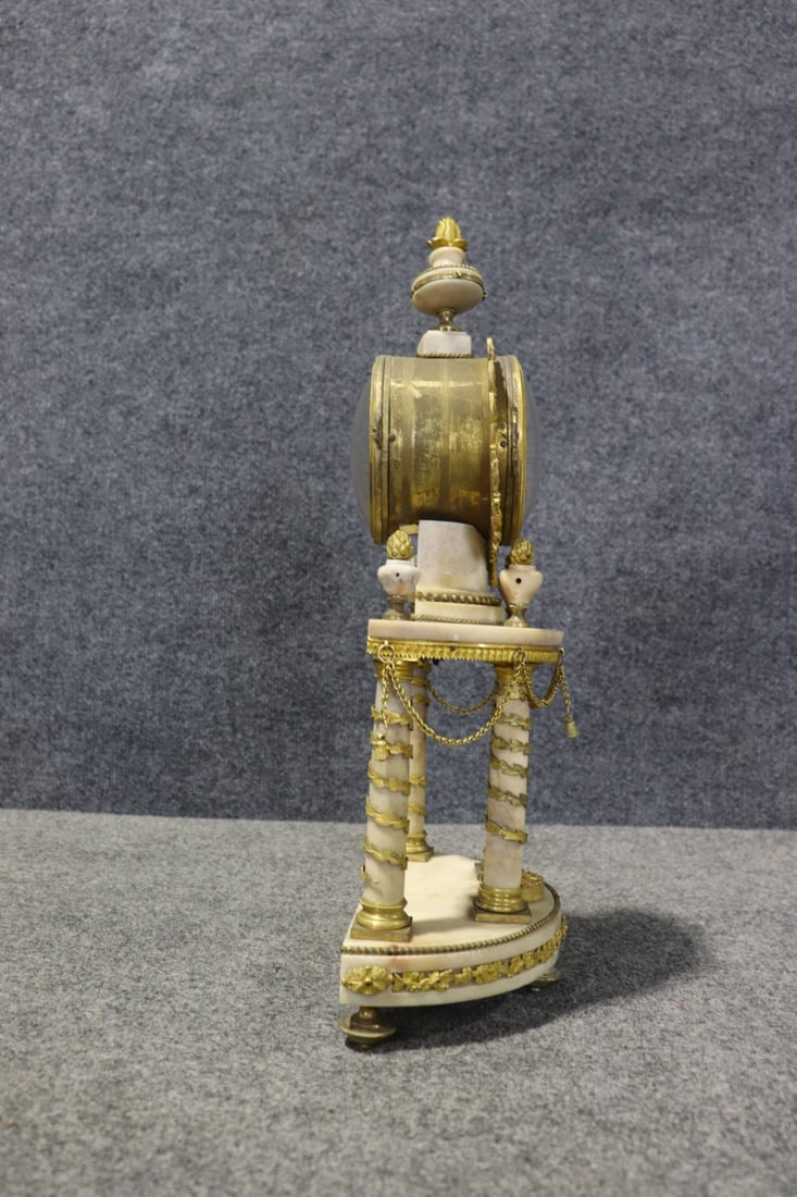 BRONZE & MARBLE COLUMN CLOCK - 5