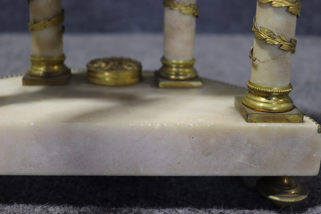 BRONZE & MARBLE COLUMN CLOCK - 6