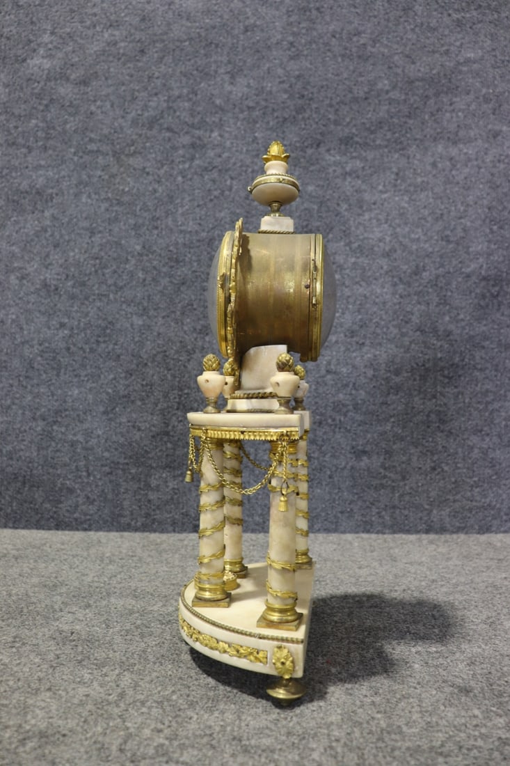 BRONZE & MARBLE COLUMN CLOCK - 9