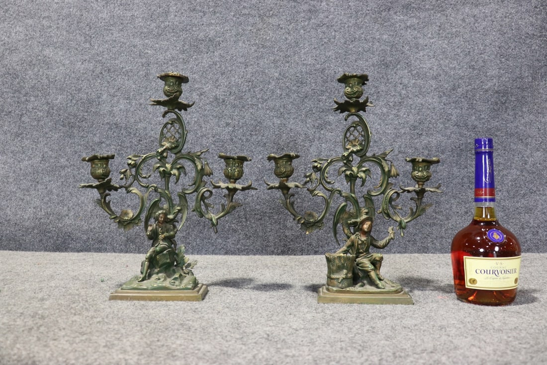 PAIR FIGURAL 3 LIGHT CANDELABRAS - 2