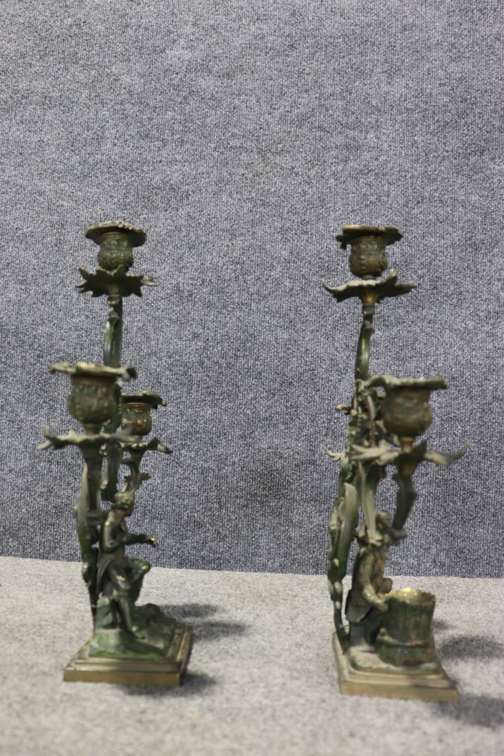 PAIR FIGURAL 3 LIGHT CANDELABRAS - 6