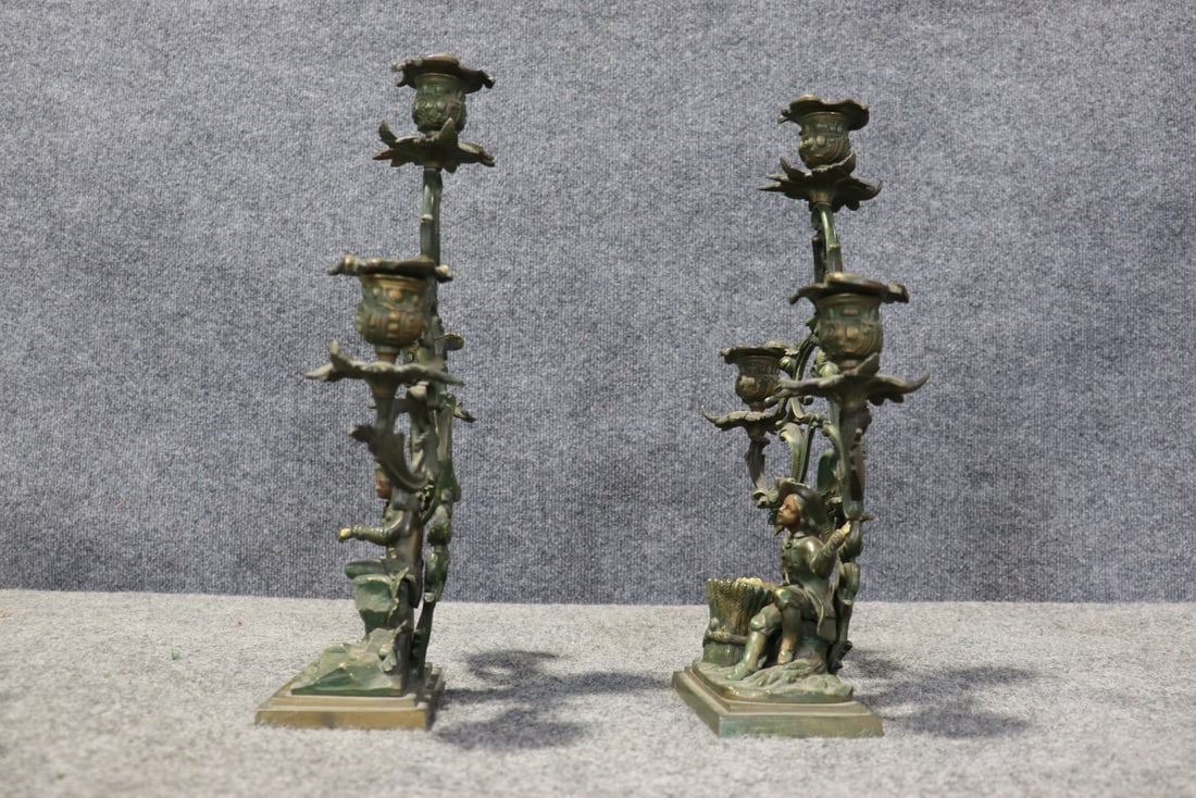 PAIR FIGURAL 3 LIGHT CANDELABRAS - 9