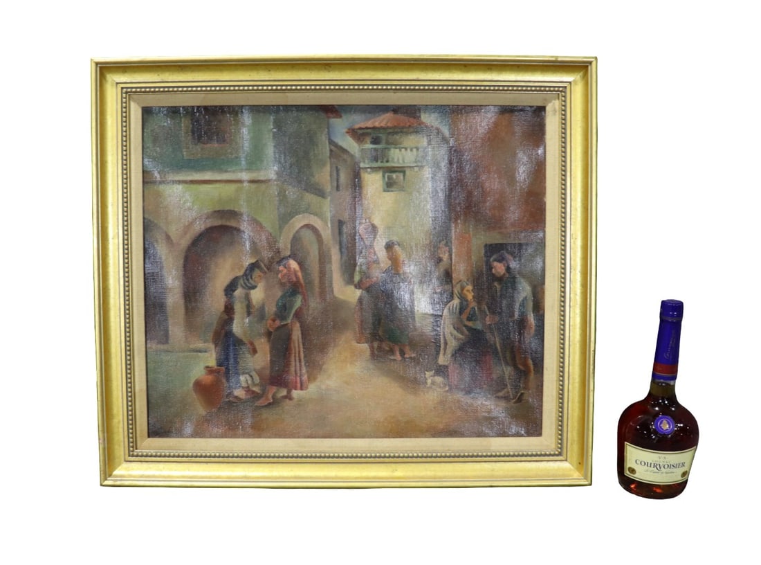 OIL ON CANVAS RELIGIOUS MAN & WOMAN: Oil on canvas. Signed Barber lower left. Framed measures 23" h x 26 3/4" w x 1 3/4" d. Painting measures 19 1/2" h x 23" w.
