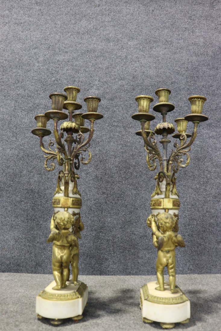 PAIR 5 LIGHT FIGURAL CANDELABARS - 12