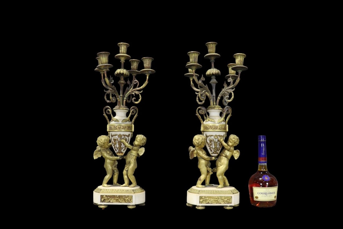 PAIR 5 LIGHT FIGURAL CANDELABARS (1 of 12)