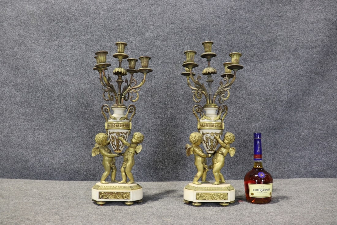 PAIR 5 LIGHT FIGURAL CANDELABARS - 2