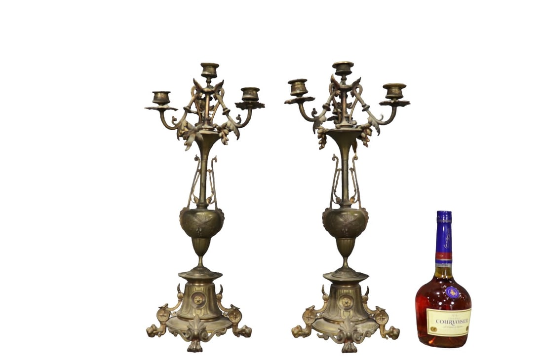 PAIR FRENCH VICTORIAN 4 LIGHT CANDELABRAS (1 of 11)